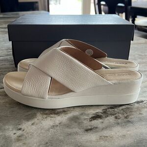 Ecco Cream Sandals with Comfort-Focused Design